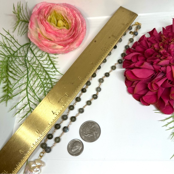 NEW⚜️Labradorite & Freshwater Pearl Handmade Necklace - Picture 7 of 8